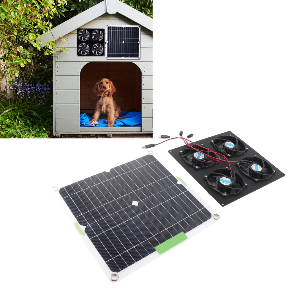 Waterproof Solar Panel Fan Kit 100W 4 Ports Ventilator For Greenhouses 9491382248226