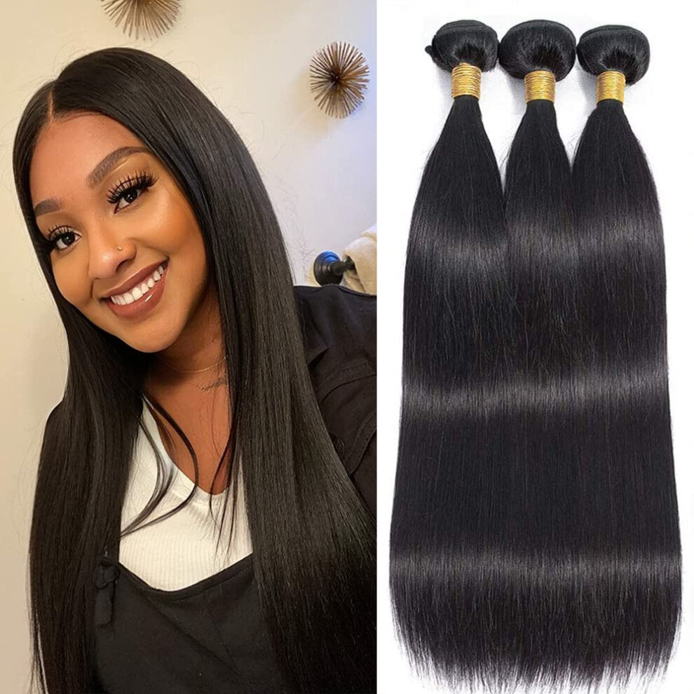 Brazilian Straight Human Hair Bundles 8A Grade Virgin Extensions 3pcs 16 18 20in Silky Smooth for Dyeing