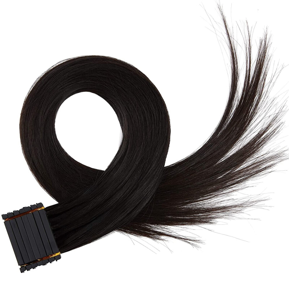 Unisex 6D Human Hair Extensions 16 Inch Invisible #1B Salon Quality Instant Length Boost Natural Blend