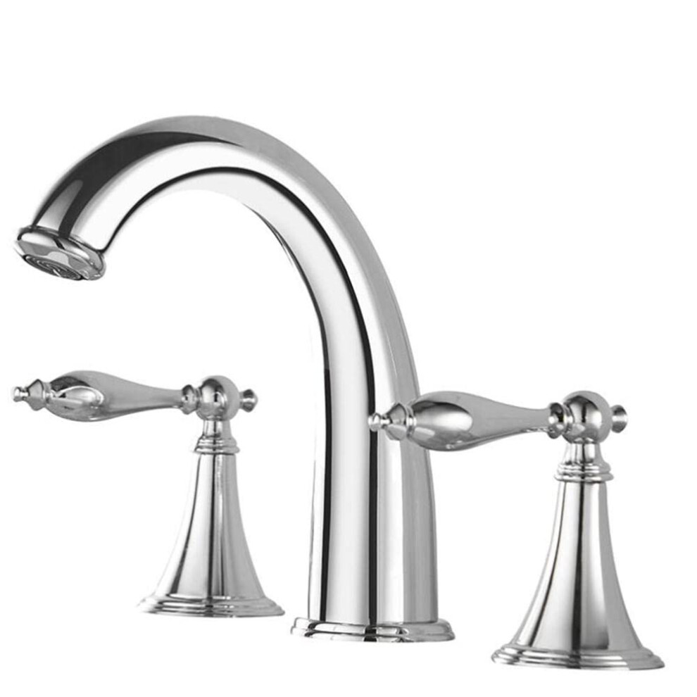 Bathroom Sink Faucet 3 Hole Brass Mixer Tap With Hot And Cold Water For Washbasin Gold Chrome 9365369329645