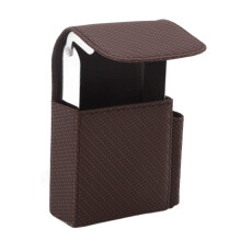 Étui en cuir synthétique tissé pour cigarettes et briquets, 20 pièces, marron