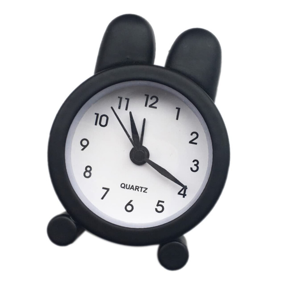 Silent Metal Rabbit Ear Alarm Clock With Quiet Movement For Bedroom Dorm Desk Decoration Black