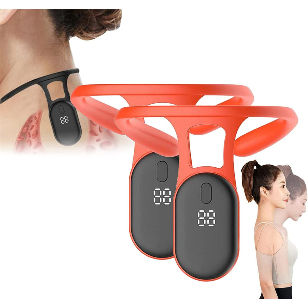 Neck Massager and Shoulder Relaxer UShaped USB Rechargeable Pain Relief Device 2pcs Orange