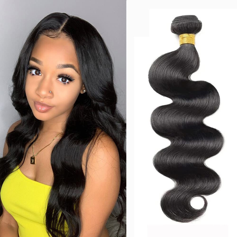 Unisex Black 28 Inch Brazilian Body Wave Hair Bundle 10A Virgin Human Hair Extensions Natural Weft