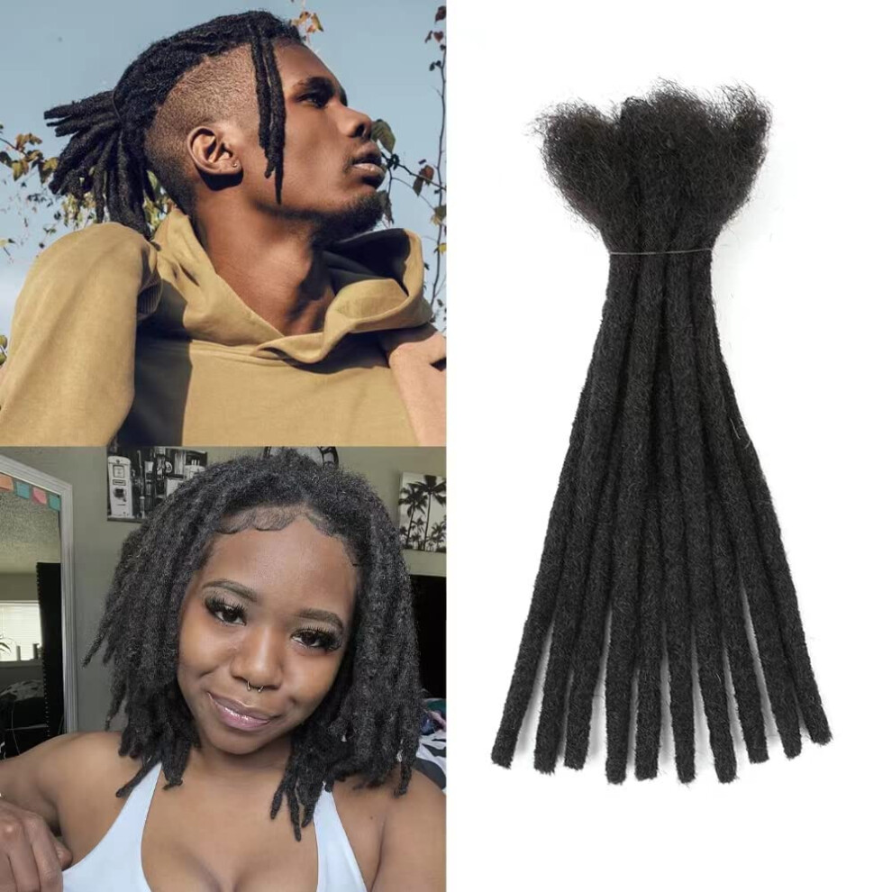 Unisex Human Hair Dreadlock Extensions 8 Inch 0.8Cm Thickness Handmade Permanent Locs Bleachable Dyeable