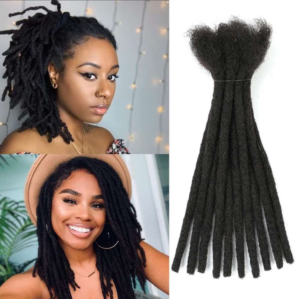 Unisex Human Hair Dreadlock Extensions 10 Inch 60 Strands 0.4Cm Handmade Natural Locs Dye And Bleach Ready