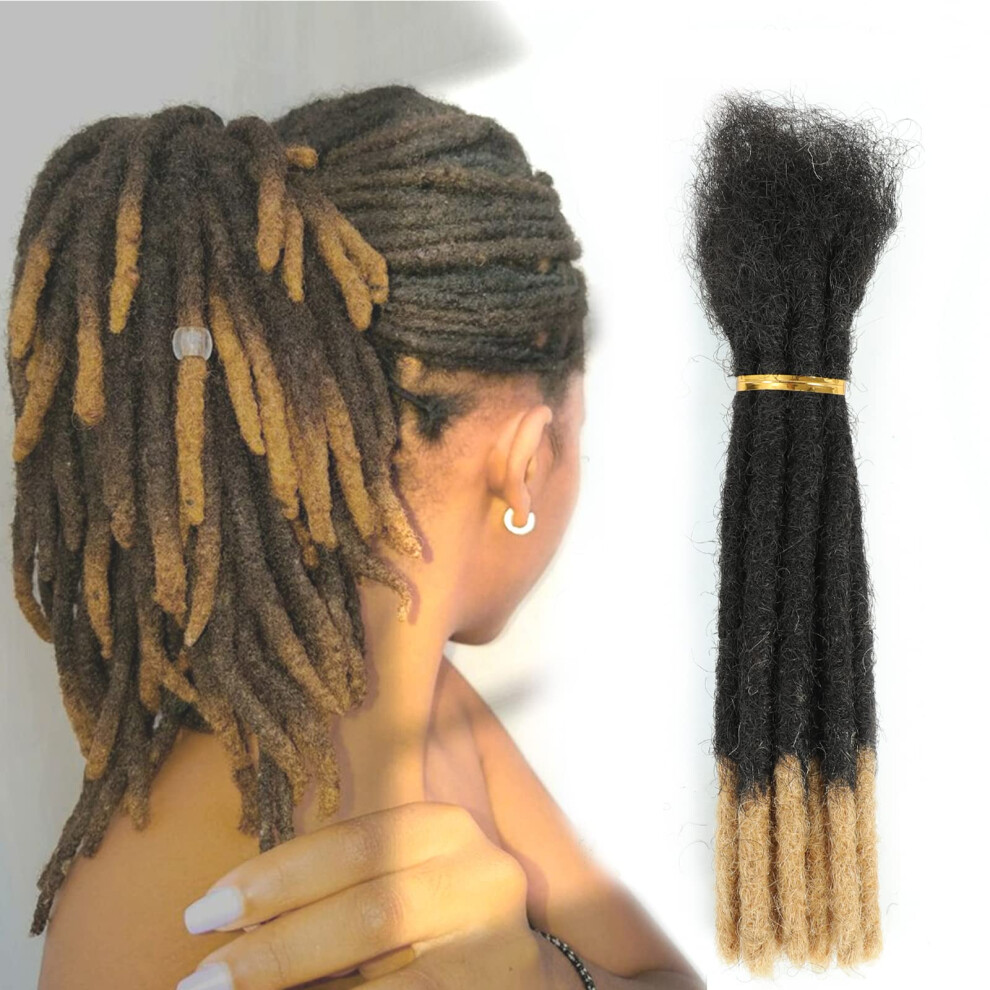 Unisex 6 Inch Human Hair Dreadlock Extensions, Fully Handmade Locs, Dyable Bleachsafe 0.6Cm Width 1B/27#