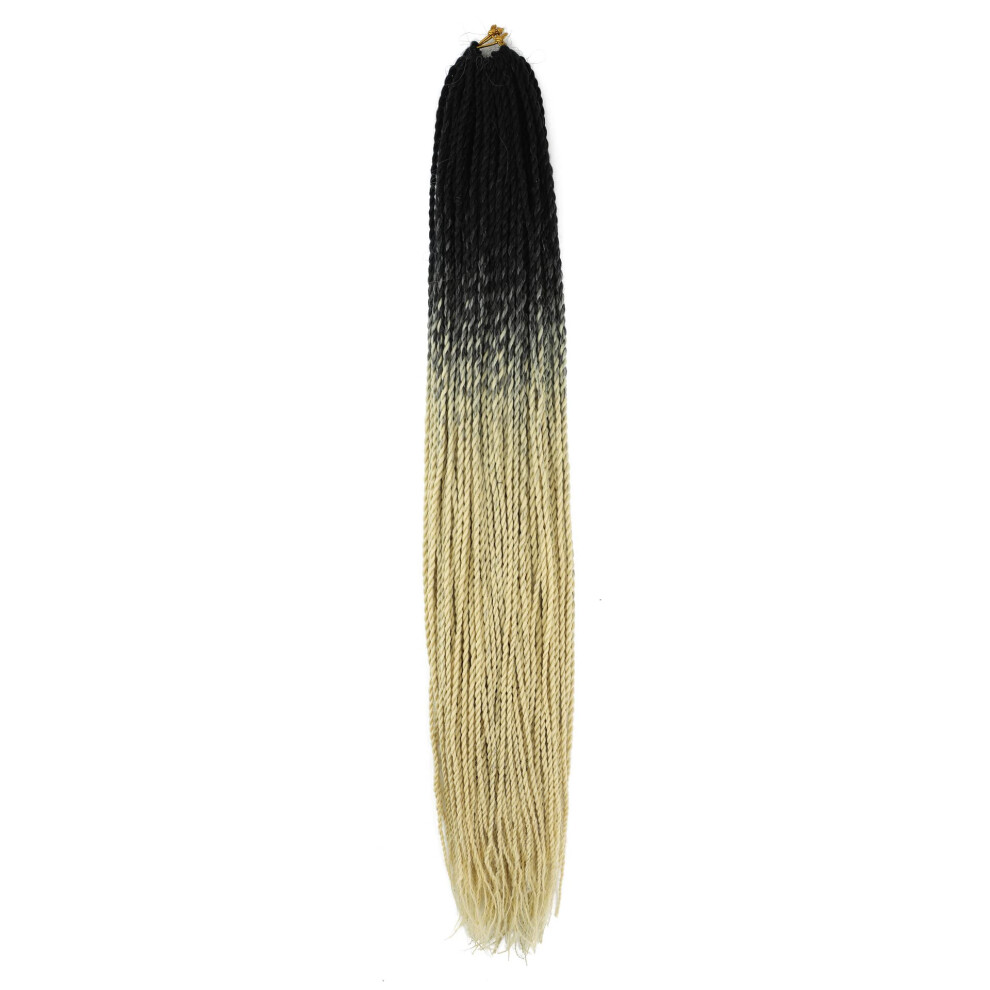Unisex Medium Length African Braid Wig Synthetic Fiber Twotone Hand Twist Braids Gradient Color