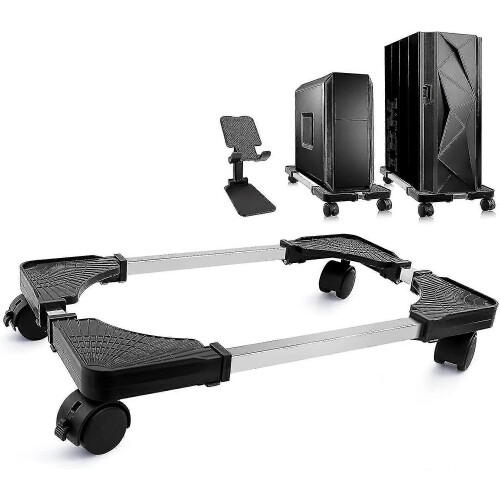 Computer Tower Stand, Adjustable Mobile Cpu Stand with Rolling Caster Wheels, Pc Tower Stand Holder for Floor Carpet Gaming Pc Case, Fits Home 1