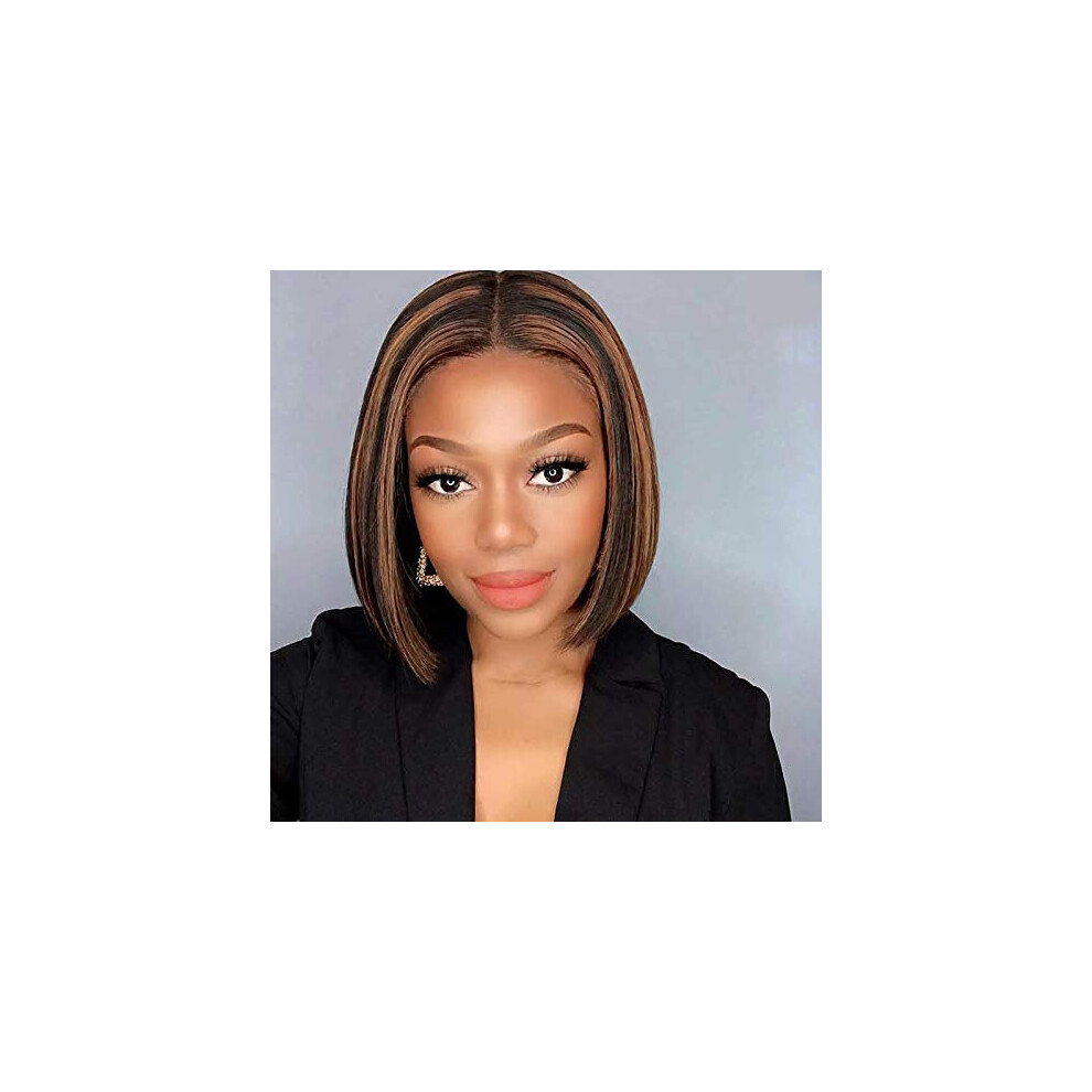 Unisex 10 Inch Full Lace Human Hair Bob Wig Glueless Preplucked With Baby Hair Natural Hairline