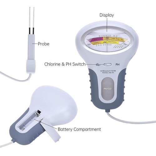 Digital Water Tester 2In1 Chlorine and pH Analyzer for Pool, Spa, Drinking Water, Hydroponics, Lab Testing 2