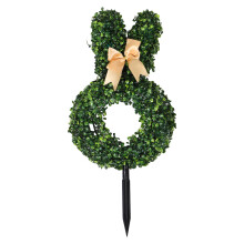Easter Bunny Topiary with Hollow Rabbit Head and Bow, 55cm Artificial Plant for Garden or Home Decor
