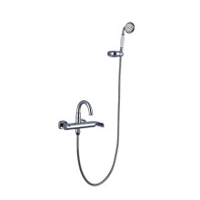 Brass Wall Mounted Bathtub Faucet with Hand Shower Mixer Tap for Hot and Cold Water, Chrome Gold