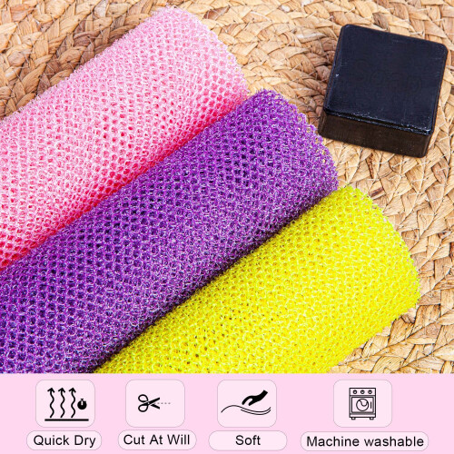 3 Pcs African Exfoliating Sponge Set with Deep Exfoliating Texture and Extra Long Stretch Design 2