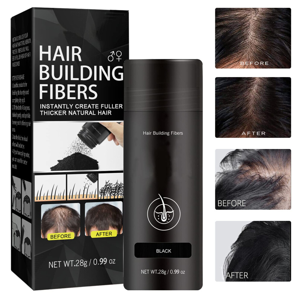 Black Hair Fibers For Thinning Hair Instant Scalp Coverage And Natural Bald Spot Conceal