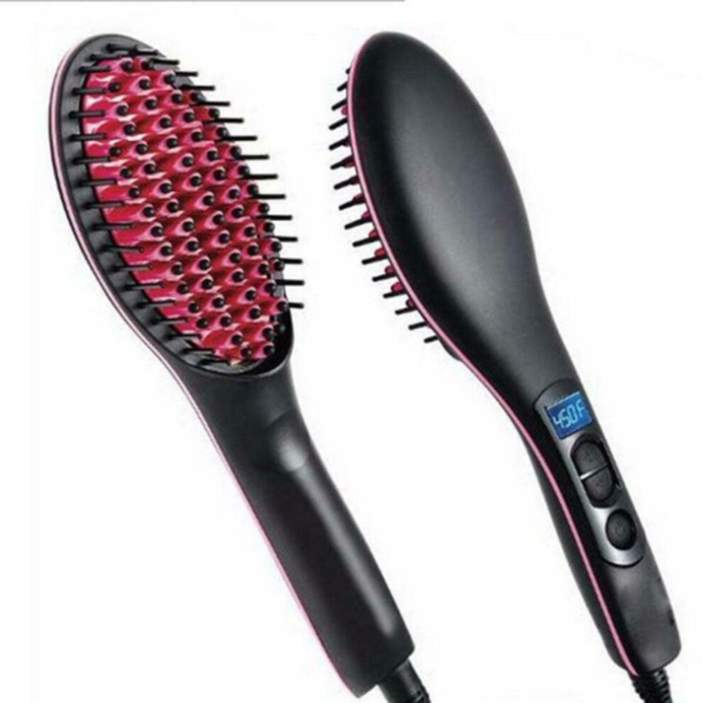 Hair Straightening Brush with Tourmaline Ceramic, Adjustable Temperature, LCD Display, 230C