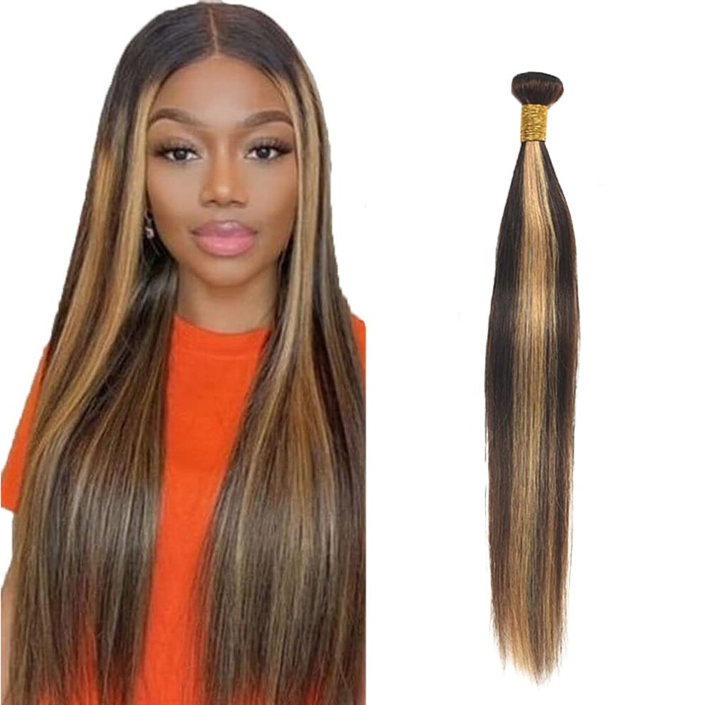 Unisex Brazilian Virgin Human Hair Straight Ombre Bundle 22 Inch P4/27 Blonde Weave Extensions