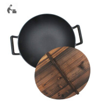 Cast Iron Shallow Concave Wok Professional Large Induction Compatible 34 Cm B34CM
