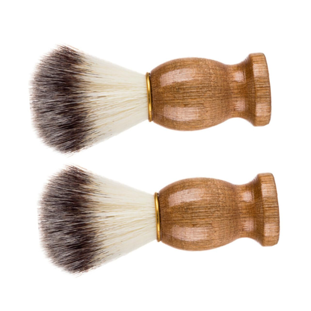 2pcs Men's Boar Bristle Shaving Brush with Ergonomic Wood Handle for Beard Grooming and Wet Shaving