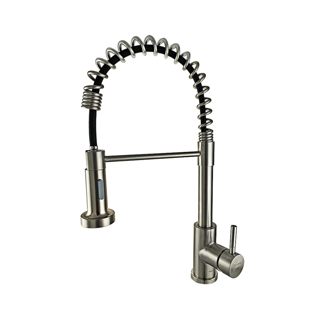 Kitchen Faucet With Pull Down Sprayer Brushed Nickel Commercial Spring Sink Tap Deck Mounted For Modern Kitchens 9365369333574