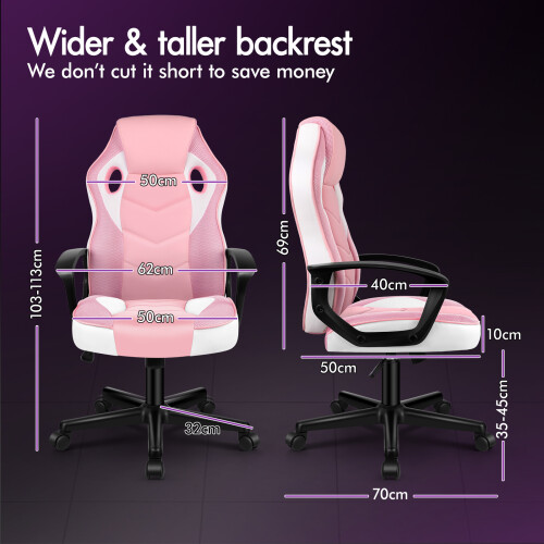 ELFORDSON Gaming Chair Racing Office Executive Computer Work Pink 1