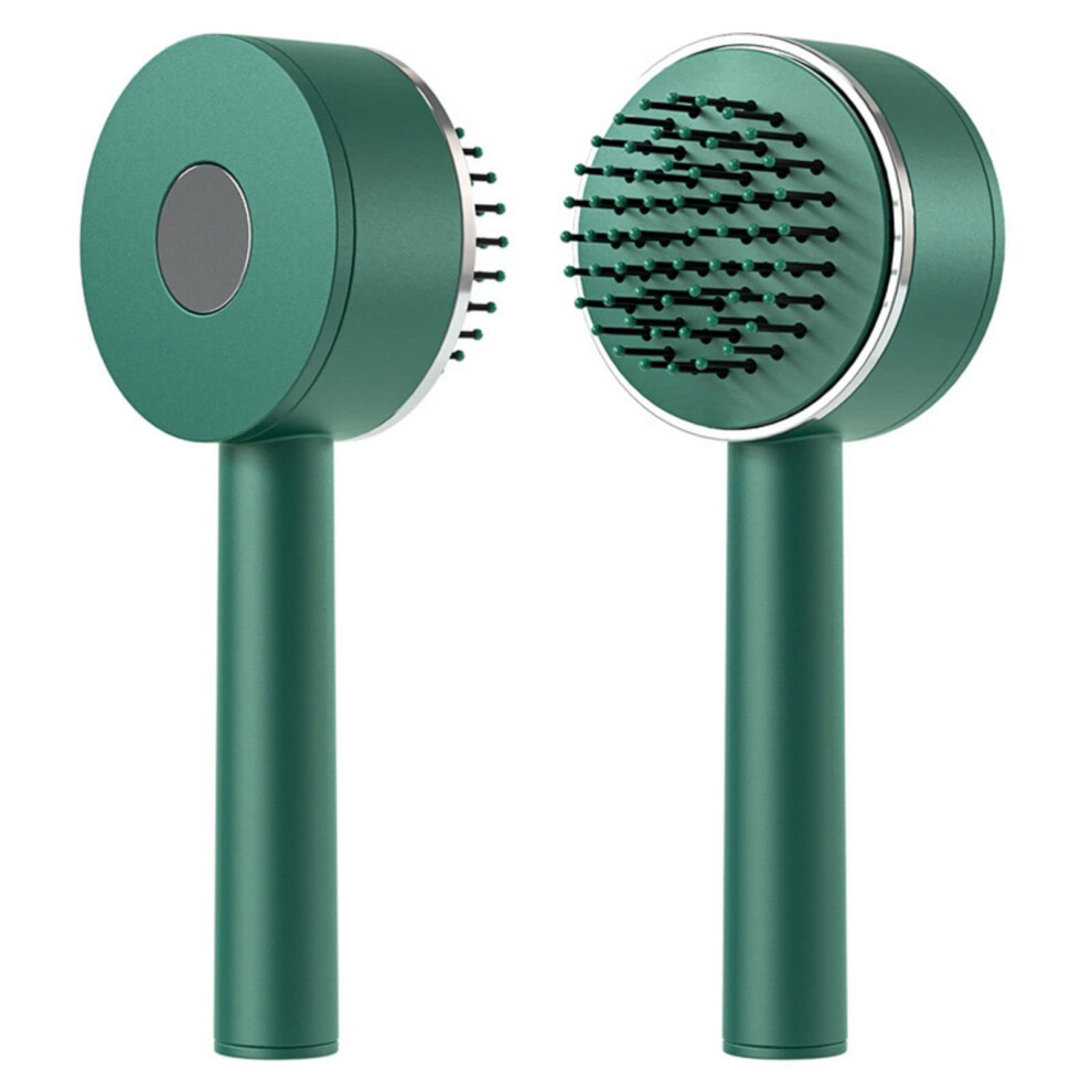 Green Selfcleaning Detangling Hair Brush With 3D Air Cushion, Antistatic For Wet And Dry Use Â