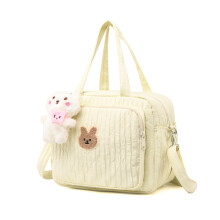 Tote Diaper Bag Large Capacity Yellow With Shoulder Straps And Crossbody Bottle Storage Cute Zipper Doll