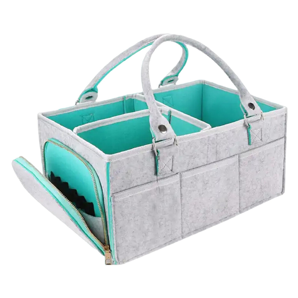 Diaper Caddy Organizer Large Felt Baby Diaper Storage with Handle MultiCompartment and Side Pockets