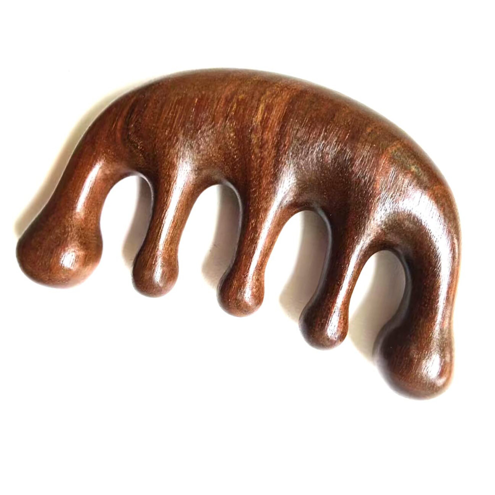 Unisex Green Wooden Scalp Massage Comb Sandalwood Gua Sha Wide Tooth For Hair And Body Relaxation