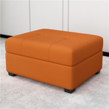 Orange Modern Storage Ottoman with Hidden Compartment, Upholstered End of Bed Bench for Bedroom or Entryway