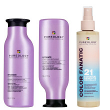 Pureology Hydrate Shampoo 266ml, Hydrate Conditioner 266ml & Color Fan