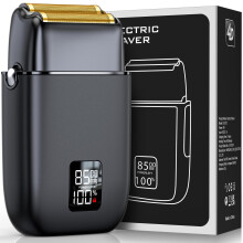 Electric Shaver for Men Waterproof Rechargeable Foil Razor with LED Display, 3 Speeds, Travel Lock, Black