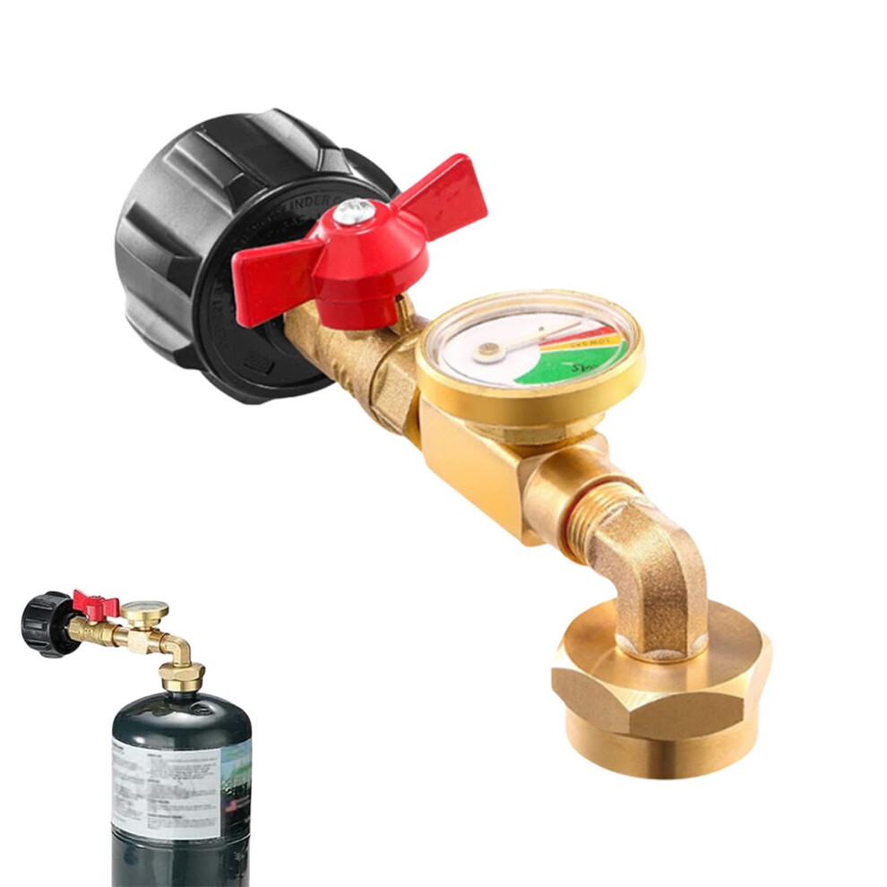 Propane Refill Adapter, Solid Brass 1Lb Filler With Tank Gauge, Qcc1/Type1 Tank Connector, Refill Accessories 9174973475682