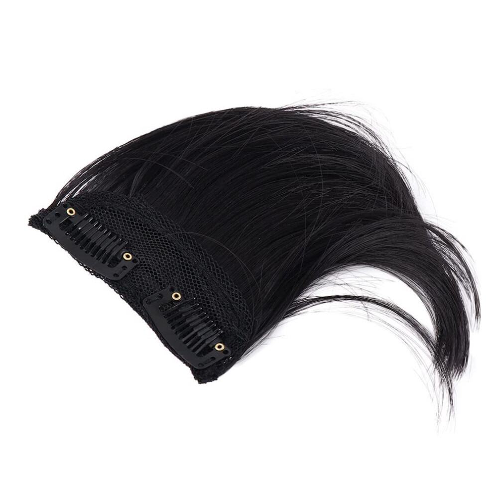 Unisex Black Fake Fringe Hair Extension Clip In Bangs Hairpiece For Instant Volume Boost 10Cm