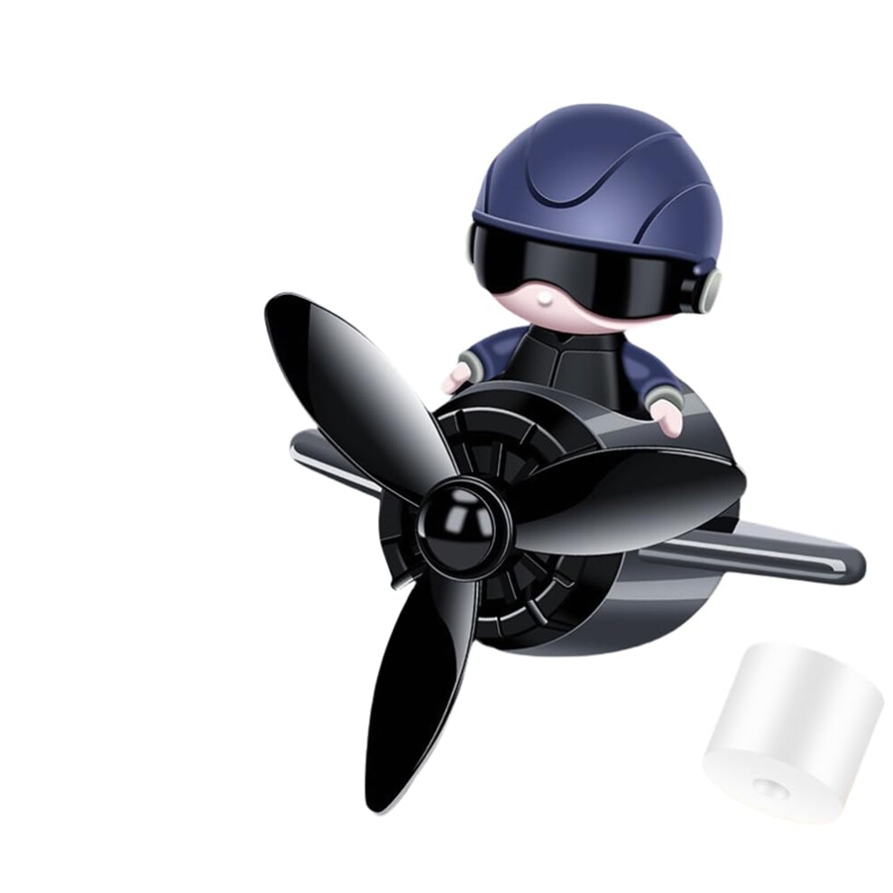 Retro Propeller Car Air Freshener With Pilot Style Car Vent Perfume And Stable Silicone Clip (Black) Black 9365369335769