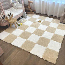 10pc Fluffy Square Carpet Mat Puzzle Carpet Squares Foam Floor Tiles Parlor Bedroom Decoration WhiteCamel