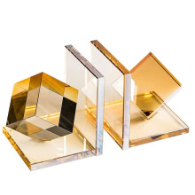 Crystal Bookends for Heavy Books Modern Minimalist Decorative Shelf Holder Durable Crystal Build 1 Pair
