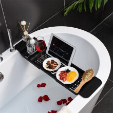 Expandable Bathtub Tray with Book Wine Phone Holder for Spa Bath Caddy Organizer Rack (OneColor)