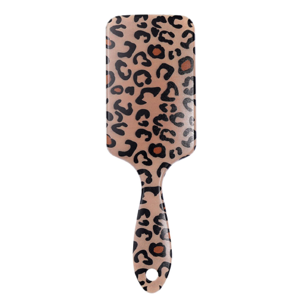 Unisex Scalp Massage Brush With Steel Needle Bristles, Leopard Print Paddle Comb For Gentle Detangling