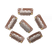 20 Pcs U Shaped Wig Clips with Rubber Cushion, 6 Tooth Metal Hair Extension Clips, Light Coffee