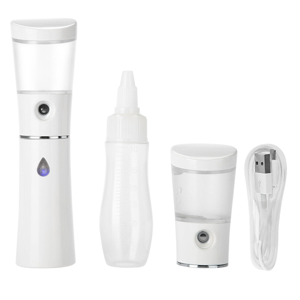 USB Facial Steamer Cool Mist Sprayer Rechargeable Facial Steamer Nano Atomization Skin Humidifier Double Nozzle Beauty Care Mister Travel Friendly