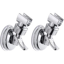 Adjustable Shower Head Holder with Strong Suction Cup, 360 Rotating Universal Wall Mount for Handheld Shower, Silver 2PCS