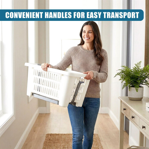 GEEZY GEEZY Foldable Legs Laundry Basket, Collapsible Storage, Lightweight, Large Capacity 2