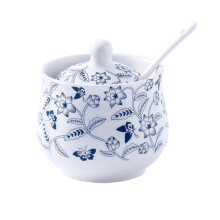 Sugar Bowl with Lid and Spoon, White Porcelain Sugar Container 200ml for Kitchen and Tea