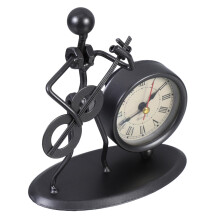 Vintage Iron Desk Clock Retro Tabletimepiece for Home Office Decor with Musician Design