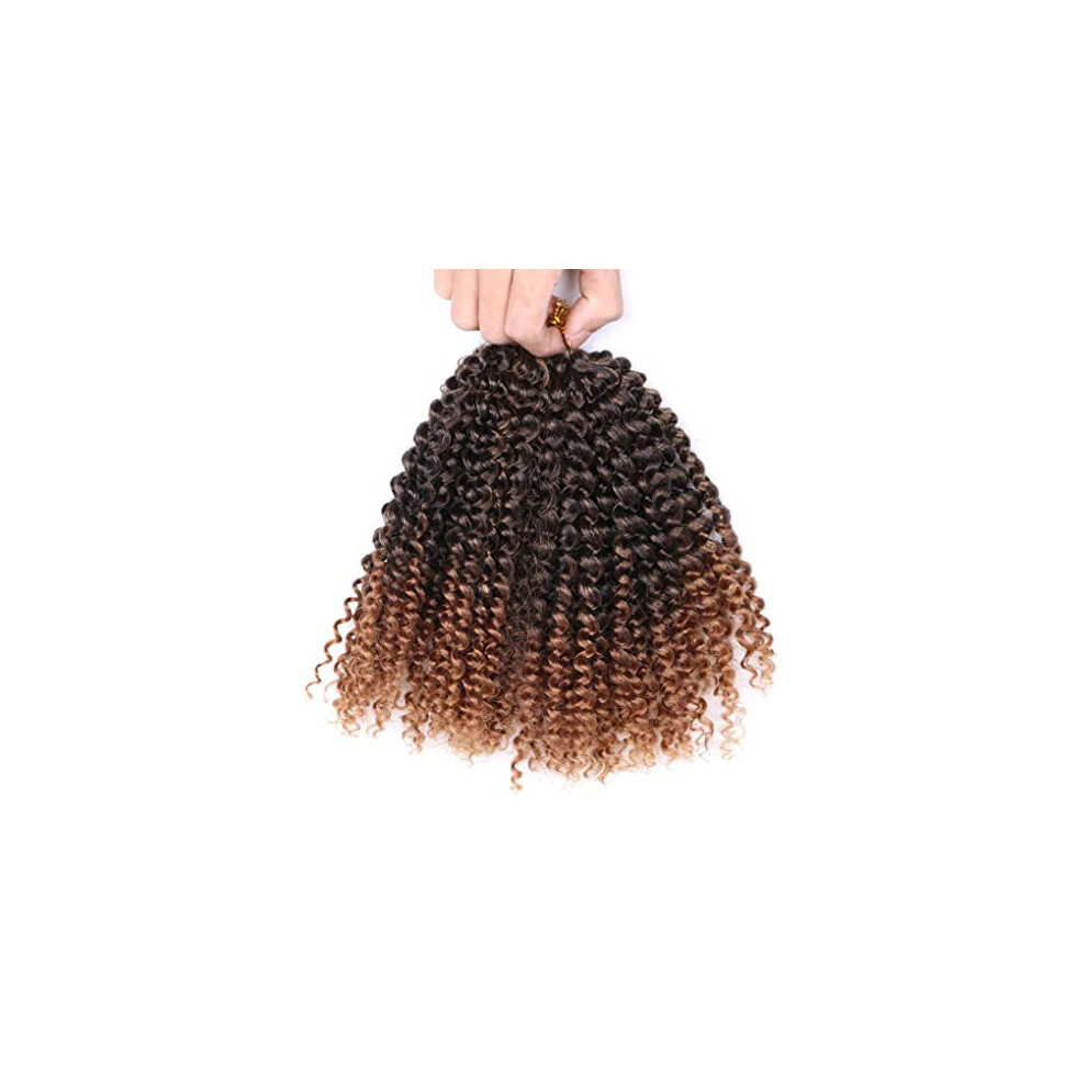 Unisex 8 Inch Ombre Crochet Braiding Hair Afro Kinky Curly Extensions Coldresistant Synthetic Fiber
