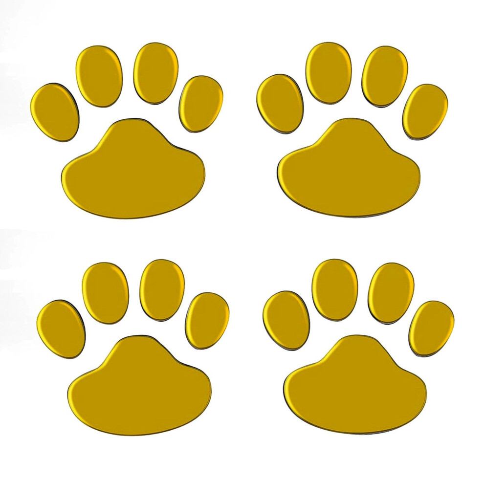 2 Pack Pvc 3D Dog Paw Print Decal Stickers For Car, Motorcycle, Boat Or Cruiser Â Gold 9164114075215