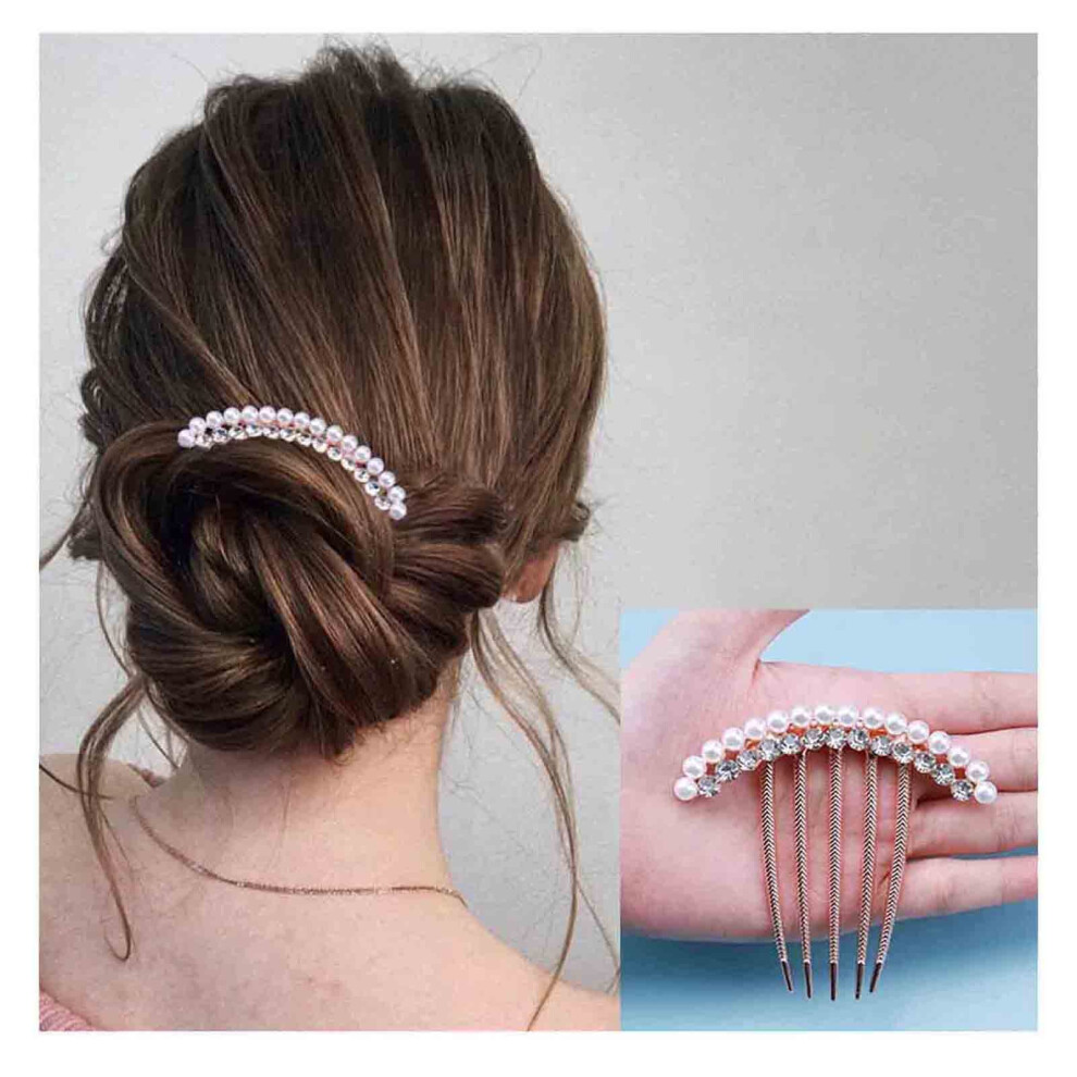 Gold Crystal Pearl Bridal Hair Comb Elegant Wedding Hair Accessory for Brides and Bridesmaids