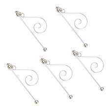 Christmas Tree Ornament Hooks Pack of 5 Durable Silver Bead Embroidered Metal Craft Hangers