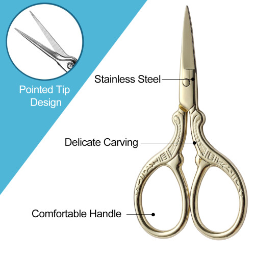 Art Work Scissors with Protective Covers, Embroidery Scissors for Needlework Craft Scissors, Sewing Scissors with Sharp Pointed Blades for Cross Stitc 2